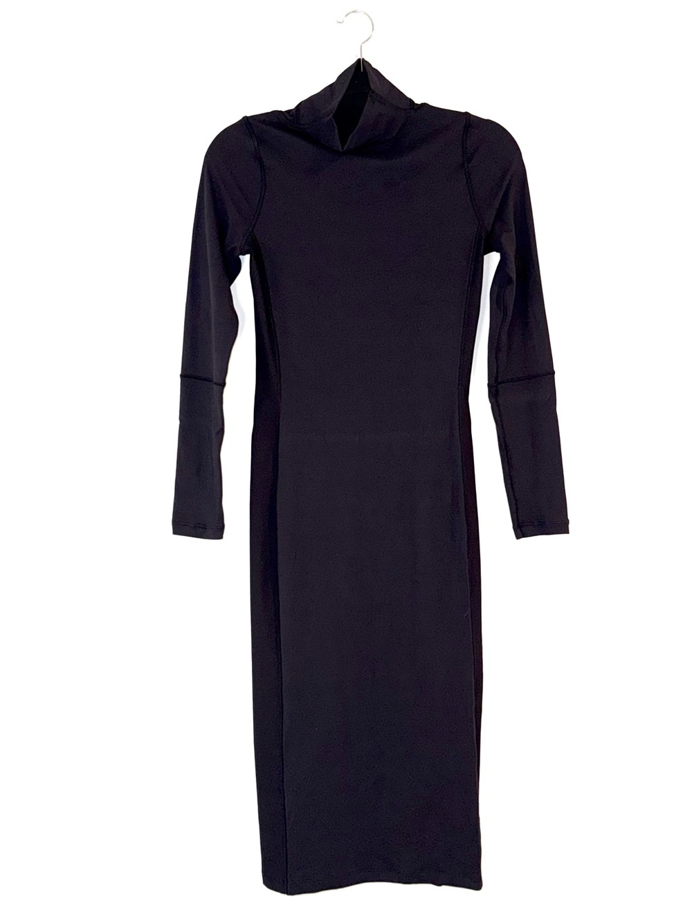 Lululemon It's Rulu Mock Neck Long Sleeve Midi Dress Black Sz S